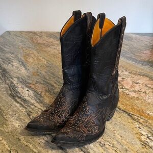 Old Gringo Milagros Black Leather Western Boots Embroidered & Rhinestones Sz 7